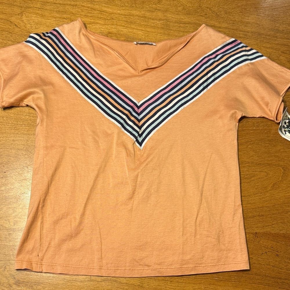 VINTAGE 1970’s V-neck Striped T-shirt
